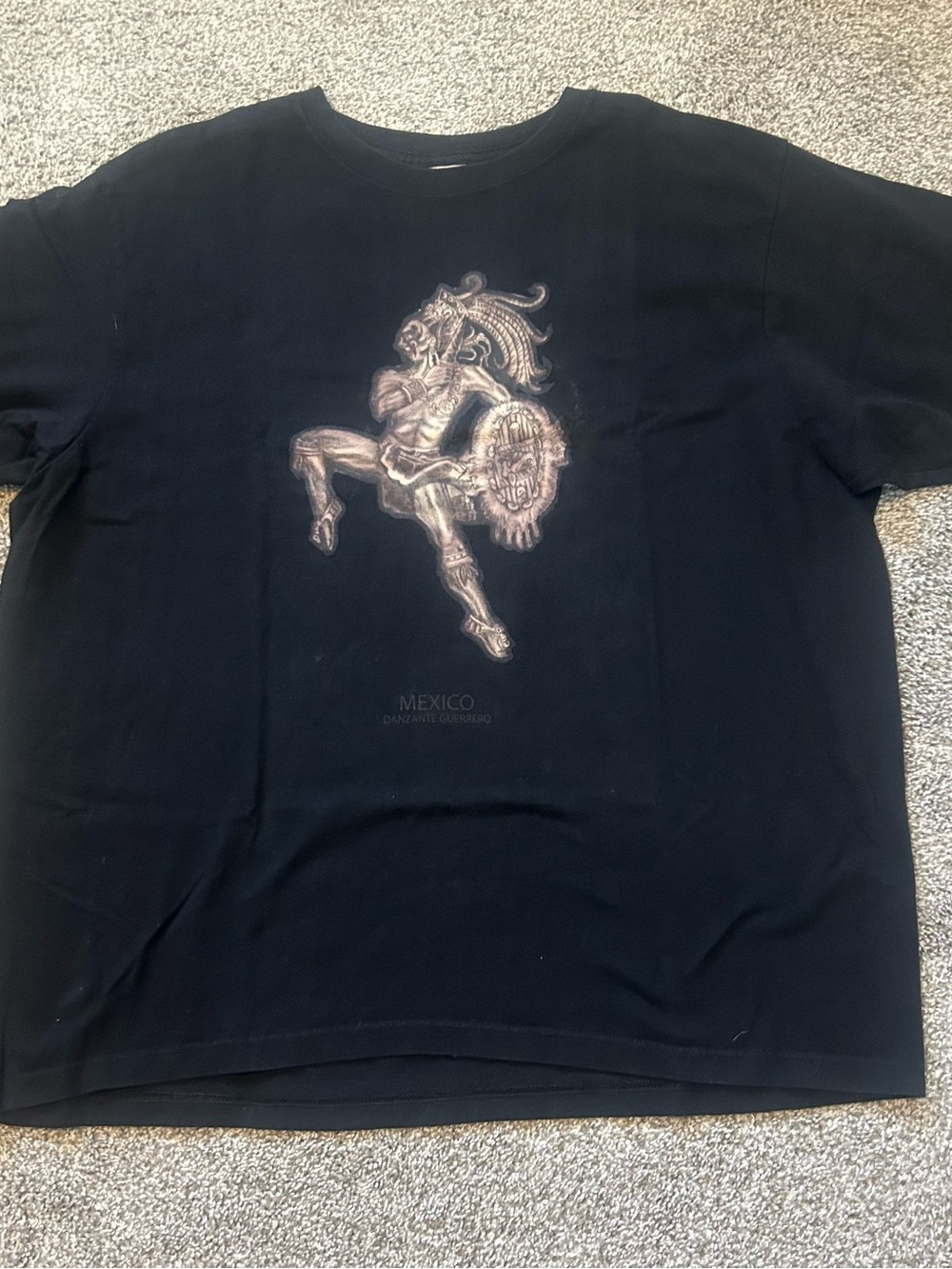 Vintage Vision High Tech Mexico Aztec Mayan Warrior Graphic T-Shirt Black XXL